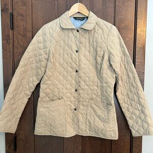 Eddie Bauer Goose Down Jacket Women’s Small Beige Full Button Up Classic Preppy